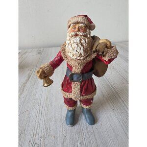 Vintage Santa paper mache bag Bell figurine Xmas decor